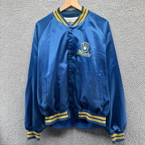 Vintage Milwaukee Brewers Chalk Line Jacket Mens XL Blue Yellow